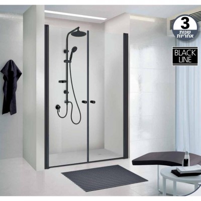 מקלחון חזיתי 2 דלתות שחור מט מידה 80-85 ס''מ 