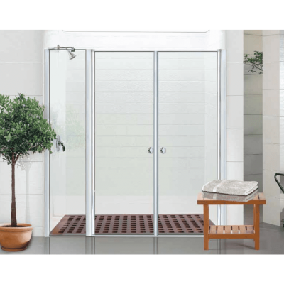 מקלחון חזית דופן קבוע ו- 2 דלתות נפתחות פנימה והחוצה KDD