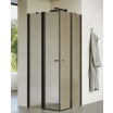 מקלחון פינתי 2 קבועות ו 2 דלתות פתיחה דגם מונרו פרזול שחור זכוכית גלינה