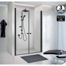 מקלחון חזיתי 2 דלתות שחור מט מידה 95-100 ס''מ 