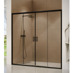 מקלחון חזית הזזה אוונס דלתות 165-180 ס"מ שחור שקוף