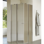מקלחון פינתי 2 קבועות ו 2 דלתות פתיחה דגם מונרו פרזול ניקל זכוכית גלינה