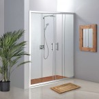 מקלחון חזית הזזה 2 קבועים ו- 2 דלתות 6 מ''מ מחסומת