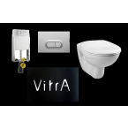 VITRA- מיכל הדחה סמוי ויטרה + אסלה תלויה נורמוס ומושב טריקה שקטה + לחצן VITRA